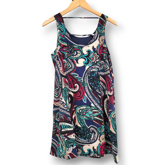 NEW Pink Owl Women's Sleeveless Paisley Print Dress‎ Size S - Picture 2 of 10